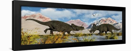 A Territorial Dispute Between a Pair of Male Centrosaurus Dinosaurs-null-Framed Art Print