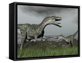 A Territorial Dispute Between Two Monolophosaurus Dinosaurs-null-Framed Stretched Canvas