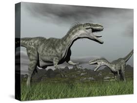 A Territorial Dispute Between Two Monolophosaurus Dinosaurs-null-Stretched Canvas