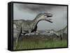 A Territorial Dispute Between Two Monolophosaurus Dinosaurs-null-Framed Stretched Canvas