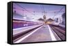 A TGV high speed train leaves the train station in Tours, Indre et Loire, Centre, France, Europe-Julian Elliott-Framed Stretched Canvas