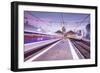 A TGV high speed train leaves the train station in Tours, Indre et Loire, Centre, France, Europe-Julian Elliott-Framed Photographic Print