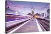 A TGV high speed train leaves the train station in Tours, Indre et Loire, Centre, France, Europe-Julian Elliott-Stretched Canvas