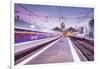 A TGV high speed train leaves the train station in Tours, Indre et Loire, Centre, France, Europe-Julian Elliott-Framed Photographic Print