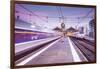 A TGV high speed train leaves the train station in Tours, Indre et Loire, Centre, France, Europe-Julian Elliott-Framed Photographic Print