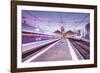 A TGV high speed train leaves the train station in Tours, Indre et Loire, Centre, France, Europe-Julian Elliott-Framed Photographic Print