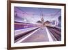 A TGV high speed train leaves the train station in Tours, Indre et Loire, Centre, France, Europe-Julian Elliott-Framed Photographic Print