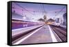 A TGV high speed train leaves the train station in Tours, Indre et Loire, Centre, France, Europe-Julian Elliott-Framed Stretched Canvas