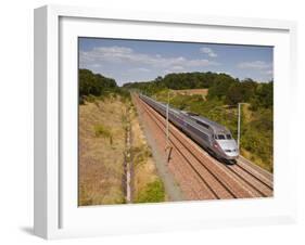 A Tgv Train Speeds Through the French Countryside Near to Tours, Indre-Et-Loire, Centre, France, Eu-Julian Elliott-Framed Photographic Print