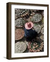 A Thai Woman Sells Dried Fish in Bangkok, Thailand, January 26, 2007-Apichart Weerawong-Framed Photographic Print