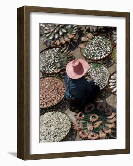 A Thai Woman Sells Dried Fish in Bangkok, Thailand, January 26, 2007-Apichart Weerawong-Framed Photographic Print