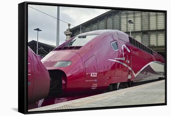 A Thalys High Speed Train Awaits Departure at Gare Du Nord Railway Station, Paris, France, Europe-Julian Elliott-Framed Stretched Canvas