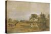 A Thames Backwater with Windsor Castle in the Distance-J. M. W. Turner-Stretched Canvas