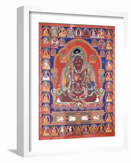 A Thang-Ka Depicting the Mahasiddha Bir Va Pa, C. 1600-null-Framed Giclee Print