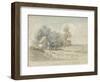 A Thatched Cottage and Trees at the Turn of a Country Road (Pen and W/C on Paper)-James Ward-Framed Giclee Print