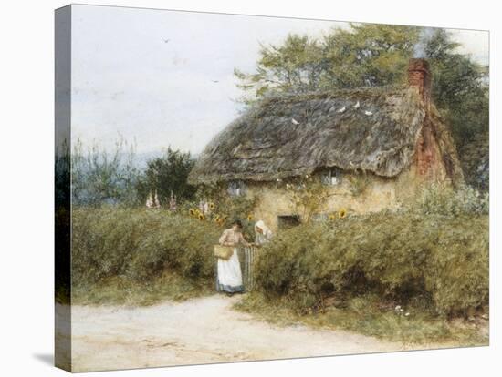 A Thatched Cottage Near Peaslake, Surrey-Helen Allingham-Stretched Canvas