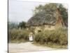 A Thatched Cottage Near Peaslake, Surrey-Helen Allingham-Stretched Canvas