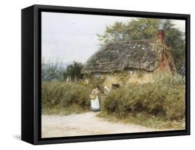 A Thatched Cottage Near Peaslake, Surrey-Helen Allingham-Framed Stretched Canvas