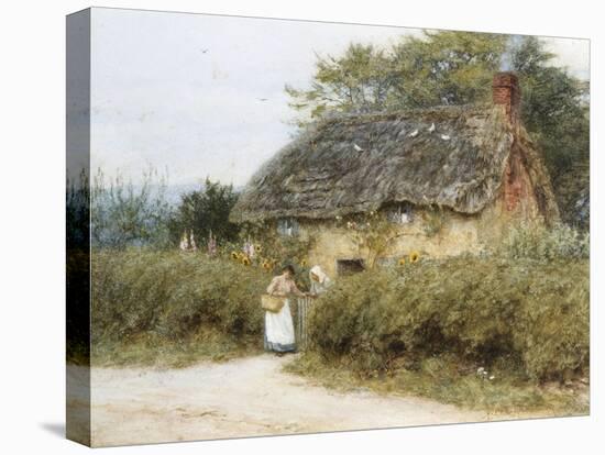 A Thatched Cottage Near Peaslake, Surrey-Helen Allingham-Stretched Canvas