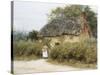 A Thatched Cottage Near Peaslake, Surrey-Helen Allingham-Stretched Canvas