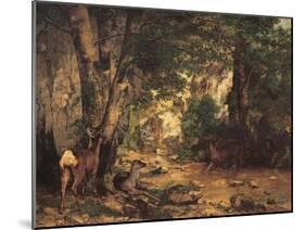 A Thicket of Roe Deer at the Stream of Plaisir Fontaine-Gustave Courbet-Mounted Giclee Print