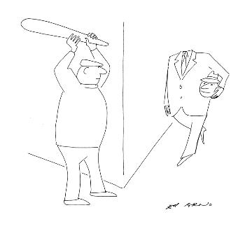 A thief holds a bat ready to hit a man over the head but the man coming ar…  - New Yorker Cartoon' Premium Giclee Print - Ed Arno 