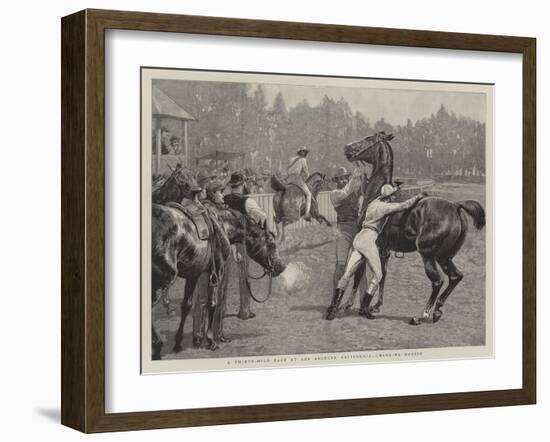 A Thirty-Mile Race at Los Angeles, California, Changing Horses-null-Framed Giclee Print