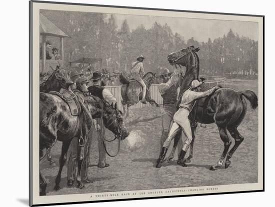 A Thirty-Mile Race at Los Angeles, California, Changing Horses-null-Mounted Giclee Print