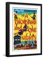 A Thousand and One Nights, Center: Cornel Wilde, Adele Jergens, Top Right: Phil Silvers, 1945-null-Framed Art Print