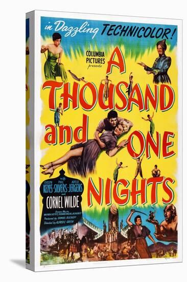 A Thousand and One Nights, Center: Cornel Wilde, Adele Jergens, Top Right: Phil Silvers, 1945-null-Stretched Canvas