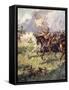 "A Thousand Knights are Pressing Close Behind the Snow-White Crest"-Archibald Webb-Framed Stretched Canvas