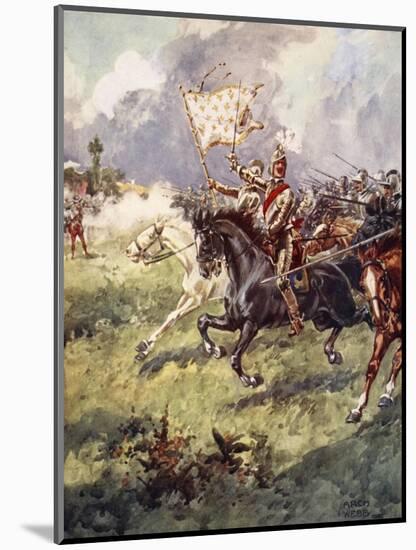 "A Thousand Knights are Pressing Close Behind the Snow-White Crest"-Archibald Webb-Mounted Giclee Print