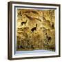 A Three-Fold Lacquer Screen, Depicting Deer in a Landscape of Hills-Jean Dunand-Framed Giclee Print