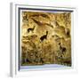 A Three-Fold Lacquer Screen, Depicting Deer in a Landscape of Hills-Jean Dunand-Framed Giclee Print