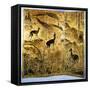 A Three-Fold Lacquer Screen, Depicting Deer in a Landscape of Hills-Jean Dunand-Framed Stretched Canvas