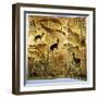 A Three-Fold Lacquer Screen, Depicting Deer in a Landscape of Hills-Jean Dunand-Framed Giclee Print