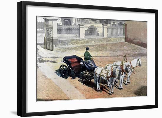 A Three-Horse-Drawn Troika in Summer, Russia, C1890-Gillot-Framed Giclee Print