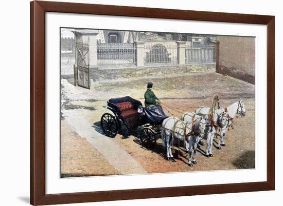 A Three-Horse-Drawn Troika in Summer, Russia, C1890-Gillot-Framed Giclee Print