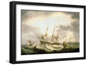 A Three Master adrift in the Downs with help at Hand-Thomas Luny-Framed Giclee Print