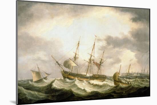 A Three Master adrift in the Downs with help at Hand-Thomas Luny-Mounted Giclee Print