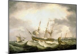 A Three Master adrift in the Downs with help at Hand-Thomas Luny-Mounted Giclee Print