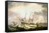 A Three Master adrift in the Downs with help at Hand-Thomas Luny-Framed Stretched Canvas