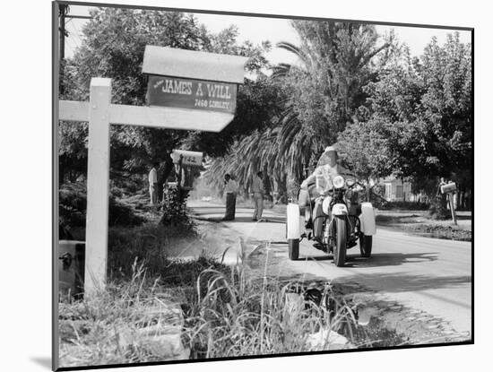 A Three Wheeled Harley-Davidson Police Bike, America, 1950S-null-Mounted Photographic Print