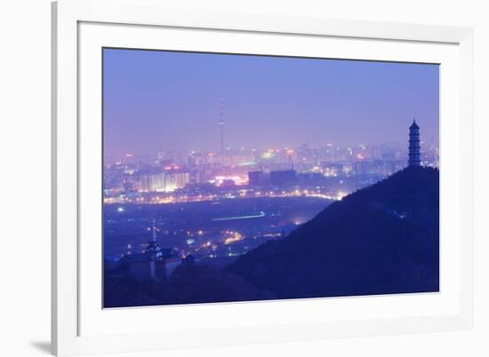 A Tibetan Style Stupa and Pagoda on the Grounds of Yuquan Mountain Overlooking the City-Christian Kober-Framed Photographic Print