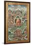 A Tibetan Thang.ka, Buddha Shakyamuni Surrounded by Many Scenes from His Previous Lives, 18th C-null-Framed Giclee Print