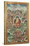 A Tibetan Thang.ka, Buddha Shakyamuni Surrounded by Many Scenes from His Previous Lives, 18th C-null-Stretched Canvas