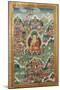 A Tibetan Thang.ka, Buddha Shakyamuni Surrounded by Many Scenes from His Previous Lives, 18th C-null-Mounted Giclee Print