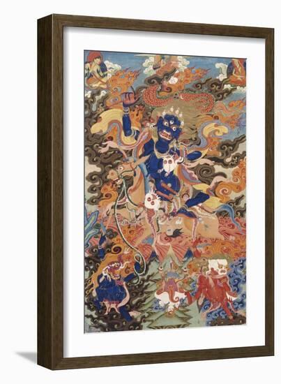 A Tibetan Thang.ka Depicting Bse'i.Khrab.Can on His Horse, circa 1900-null-Framed Giclee Print