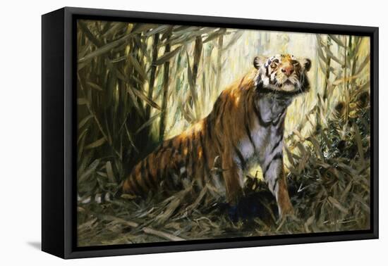 A Tiger with a Peacock-Wilhelm Kuhnert-Framed Stretched Canvas