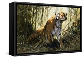 A Tiger with a Peacock-Wilhelm Kuhnert-Framed Stretched Canvas